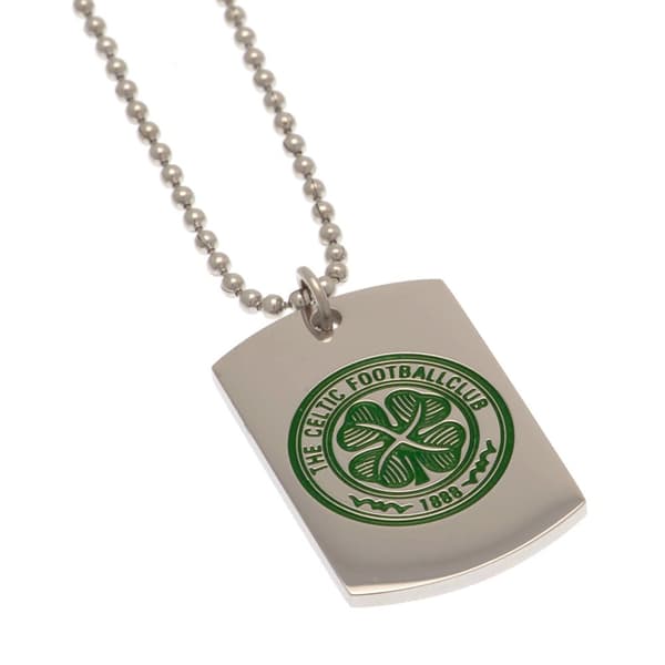 Celtic FC Crest Dog Tag And Chain Green/Silver One Size