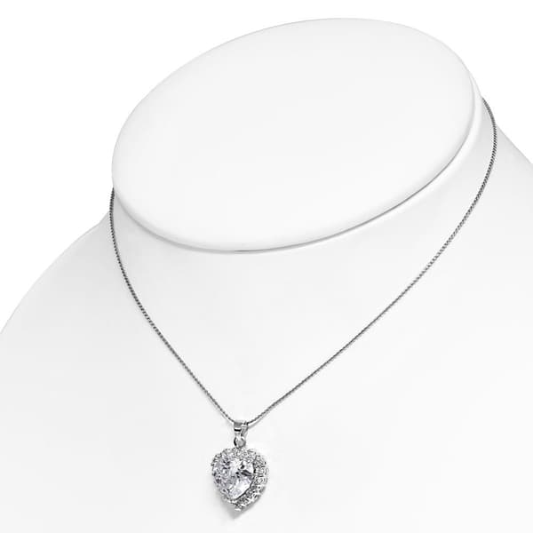 Halsband med Hjärta klara Cubic Zirkonia Silver Färg