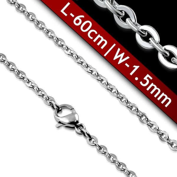 Halsband Halskedja Kedja Rostfritt stål 316L B 1,5 mm  L 60 cm