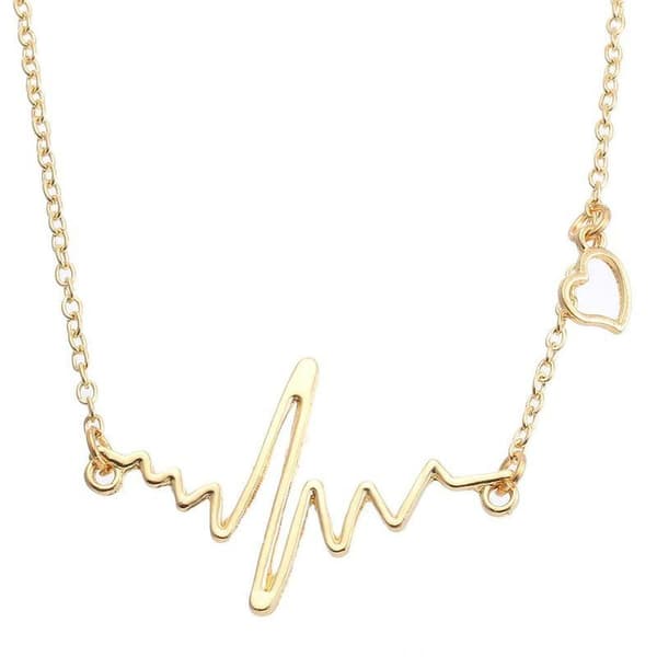 Halsband i Guld Färg med Hjärtslag och hjärta