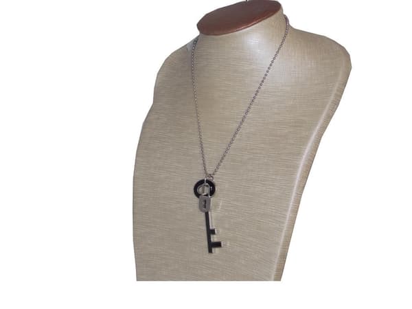 Z&R Halsband i Silver Färg KulKedja - Hänge med Nyckel & lås