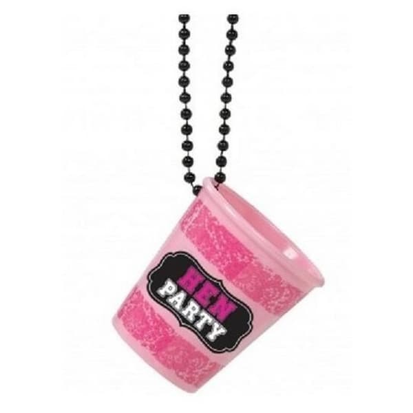 Amscan Shot Glass Hen Night Necklace (Pack of 3) Black/Pink/White One Size
