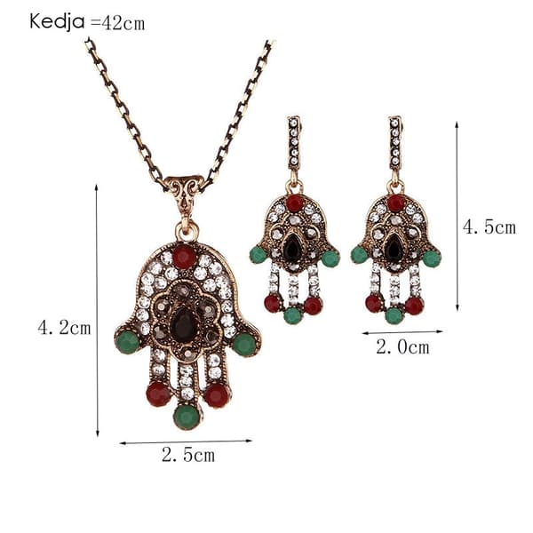 Smyckesset med Fatimas Hand - Halsband & Örhängen