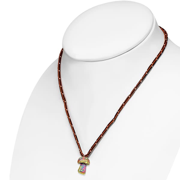 Halsband med Färgglad Champinjon/Svamp - Fimo/ Polymer