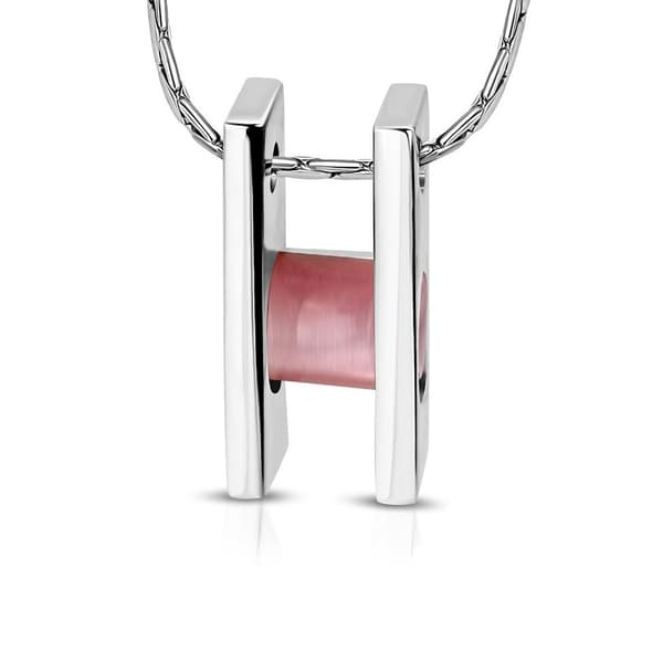 Halsband hänge stege med rosa kattögonsten