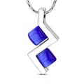 Miniatyrbild 1 av 3: Halsband Geometrisk kvadrat med Blåa kattögonstenar