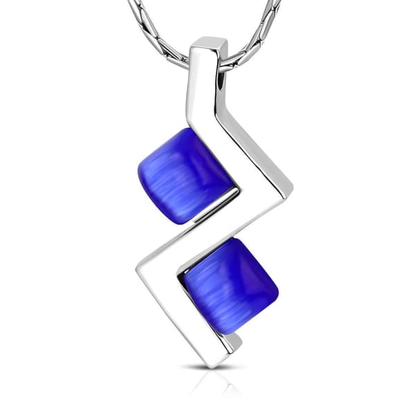 Halsband Geometrisk kvadrat med Blåa kattögonstenar