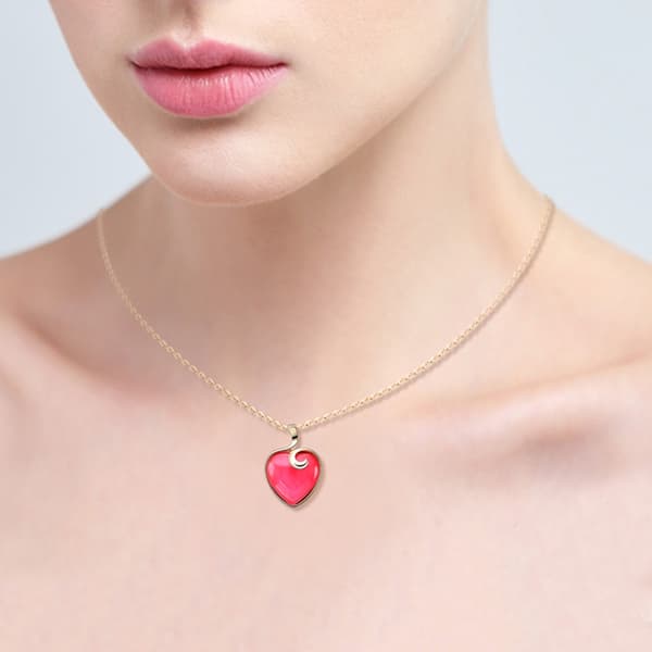 Smyckesset Örhängen & Halsband i Guld Färg - Rosa/Röda hjärtan