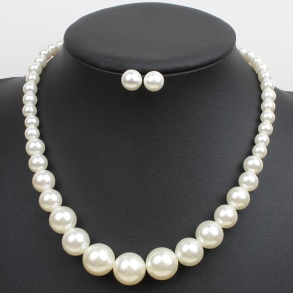 Smyckesset Halsband & Örhängen med Vita Pärlor