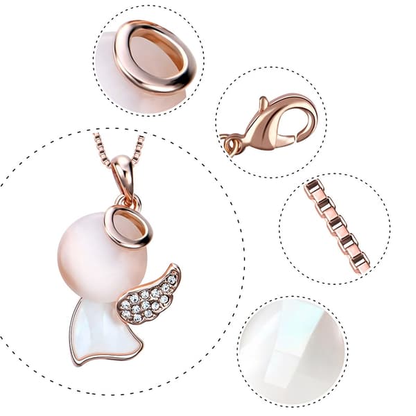 Rosé Guld Smyckesset - Halsband & Örhängen - Ängel & Strass
