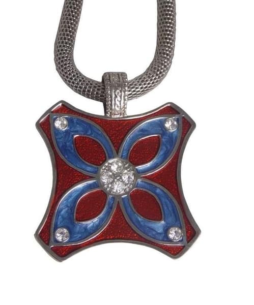 Z&R Halsband i Silver Färg - Vintage emaljerat hänge blå blomma