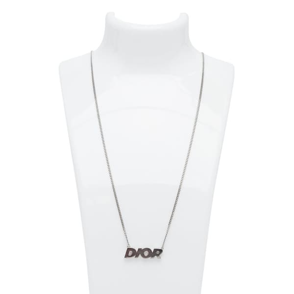 Pre-owned Dior Homme Logo Pendant Necklace Silver