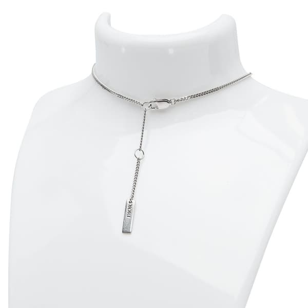 Pre-owned Dior Homme Logo Pendant Necklace Silver