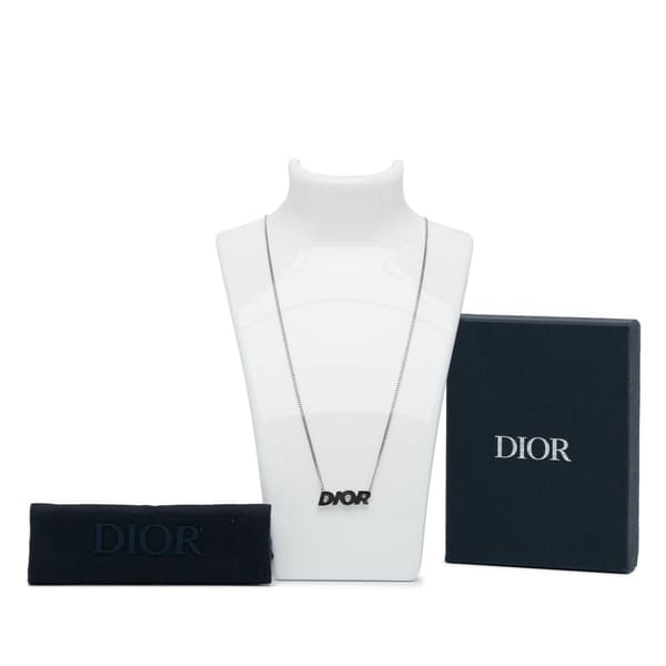 Pre-owned Dior Homme Logo Pendant Necklace Silver