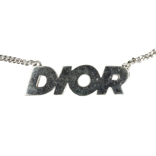 Pre-owned Dior Homme Logo Pendant Necklace Silver