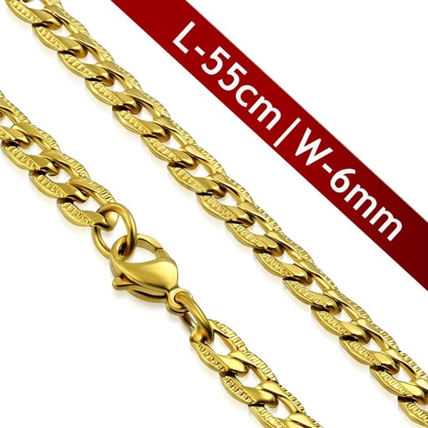Halsband Stålkedja Stål 316L Guld färgad Kedja B 6 mm  L 55 cm