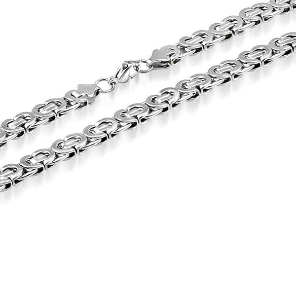 Halsband i Kirurgiskt Stål 316L i Silver Färg - Bysantinsk Kedja Halskedja / Kejsarlänk - B 8,5 mm  L 55 cm