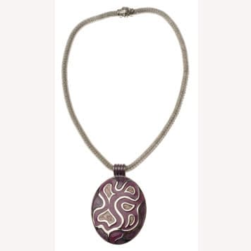 Z&R Halsband med Hänge i Lila toner Vintage Magnetlås