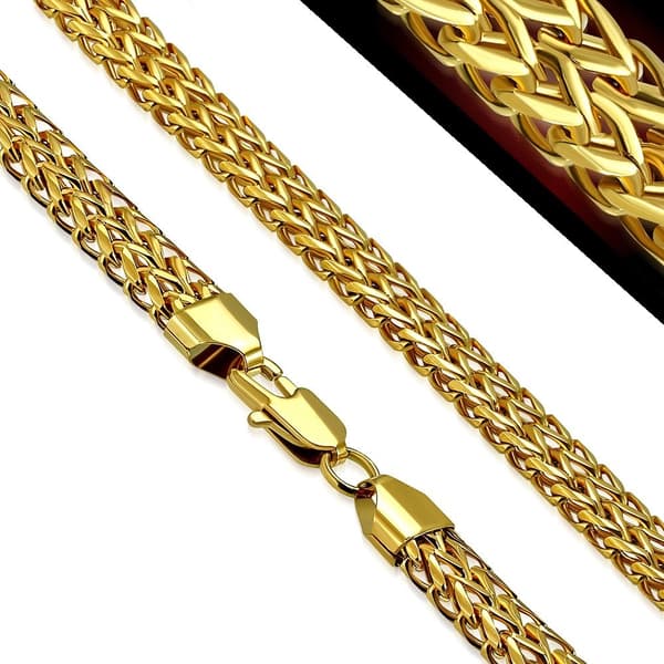 Halsband Stålkedja Stål 316L Kedja i Guld färg B 8 mm  L 50 cm
