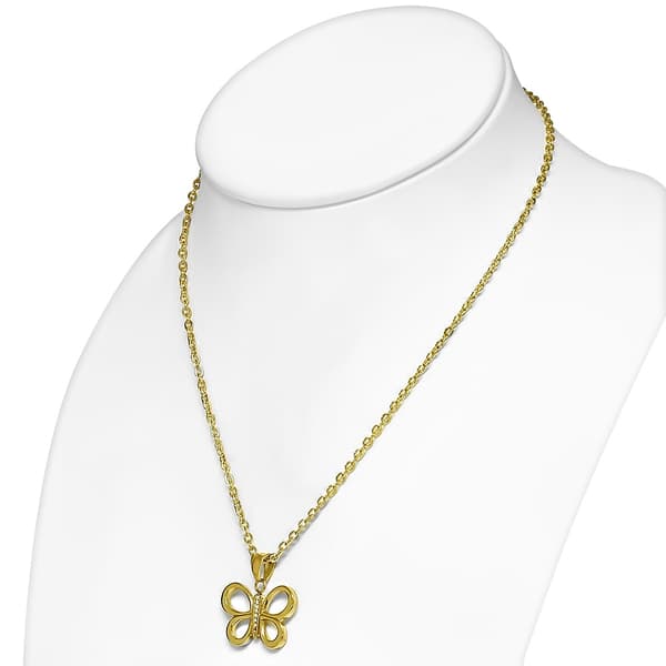 Smyckesset Halsband & Örhängen stål 316L Fjäril med Cubic Zircon
