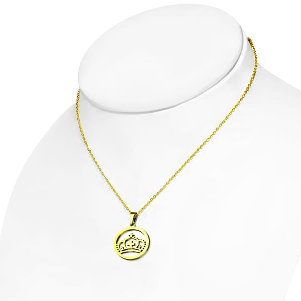 Smyckesset Halsband & Örhängen stål 316L i Guld färg - Krona