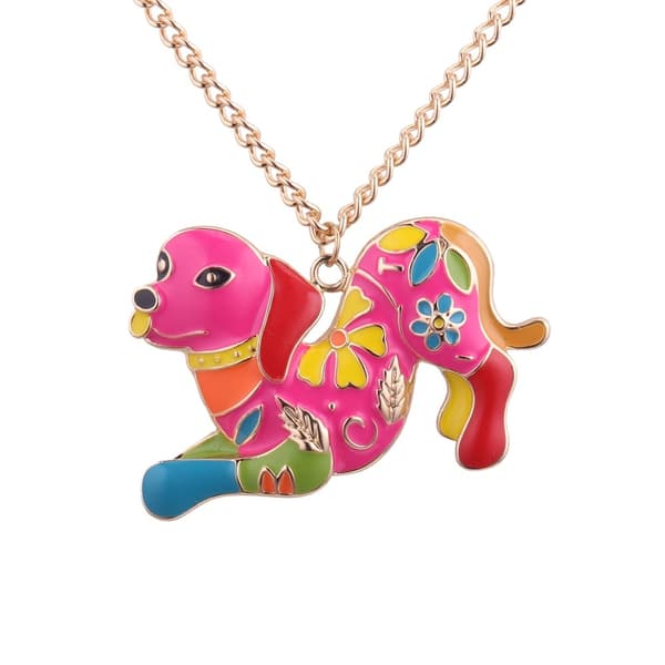 Halsband i Guld Färg med Färgglad hund