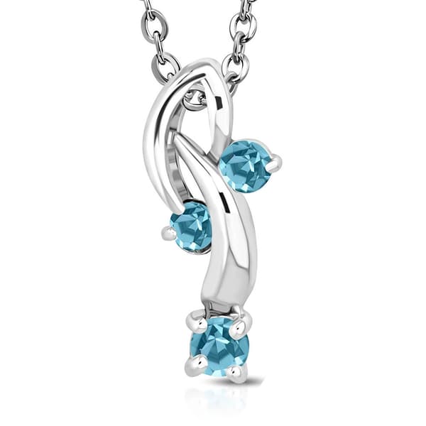 Halsband i Silver Färg - Snirklar med turkos Cubic Zirkonia