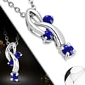 Miniatyrbild 3 av 3: Halsband i Silver Färg - Snirklar med blå Cubic Zirkonia
