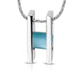 Miniatyrbild 1 av 3: Halsband i Silver Färg - hänge stege med havsblå kattögonsten