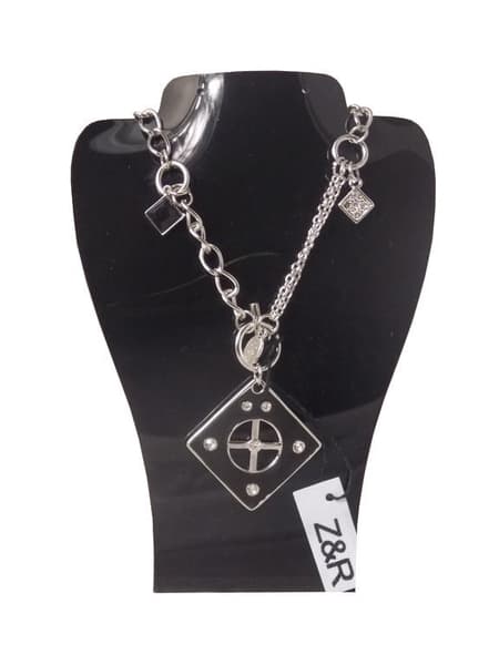 Z&R Halsband Silver färg - Svart med Kristaller Swarowski