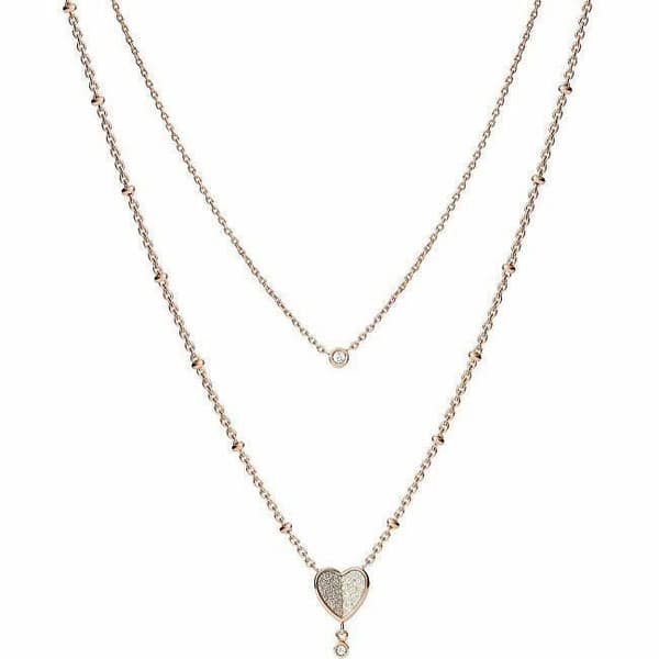 Dubbelt mjukt fossilhalsband med paljetter Vintage hjärta Jf03648791, för kvinnor, Sfo1730