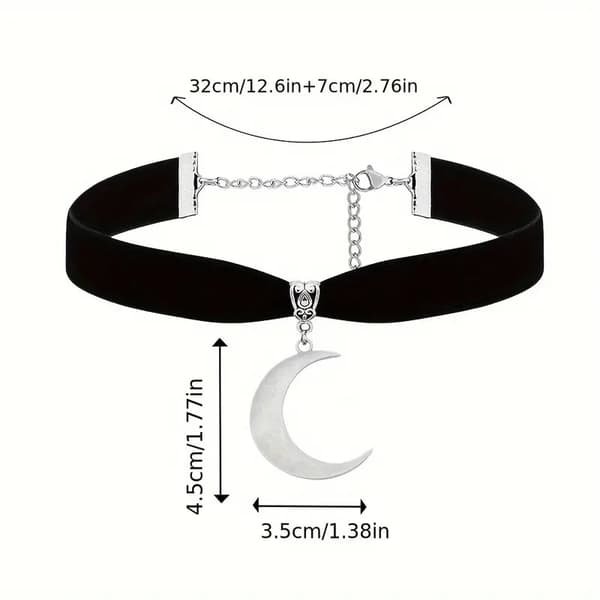 Choker - Velvet - Crescent Moon