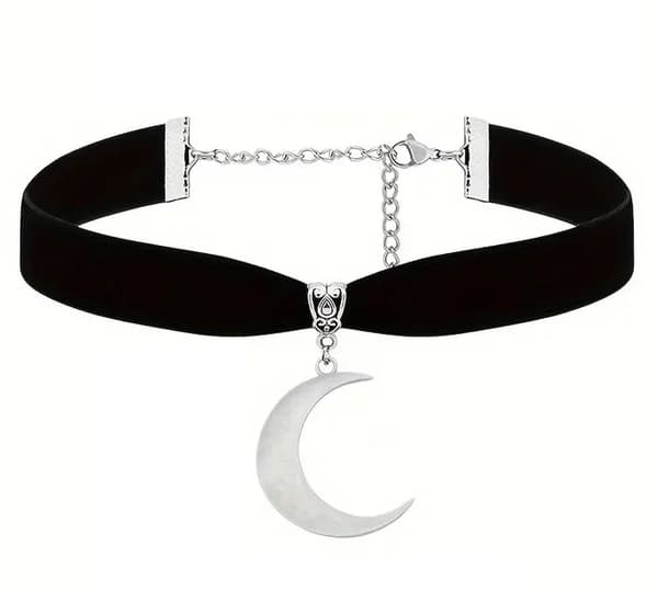 Choker - Velvet - Crescent Moon
