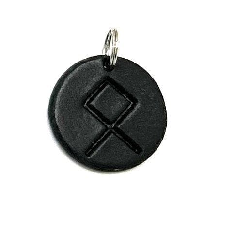Handmade pendant with nordic rune made of swedish leather