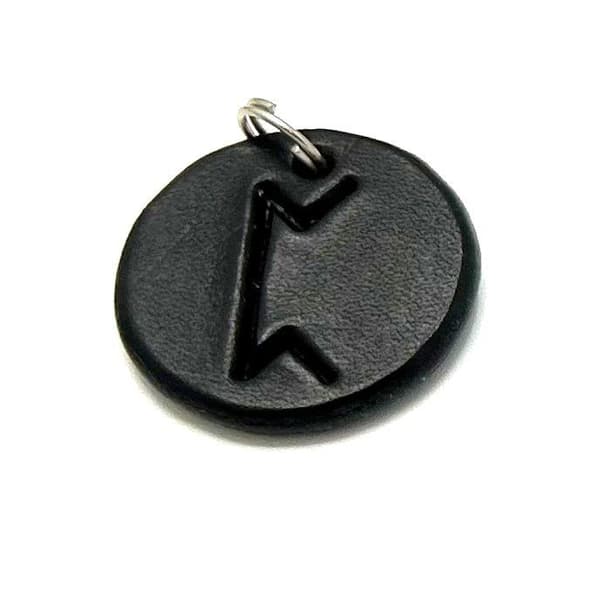 Handmade pendant with nordic rune made of swedish leather