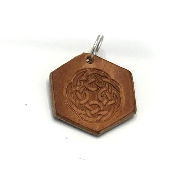 Handmade pendant with Celtic knot made of swedish leather