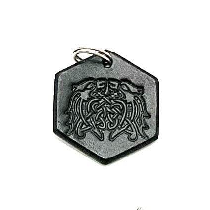 Handmade pendant with Hugin & Munin made of swedish leather