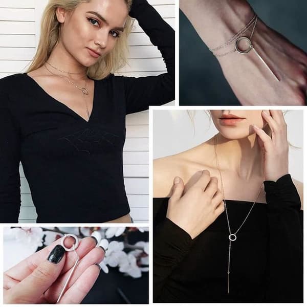 Halsband - NRH2R - Lariat - Längd 73 mm - Färg Rose guld - För kvinnor