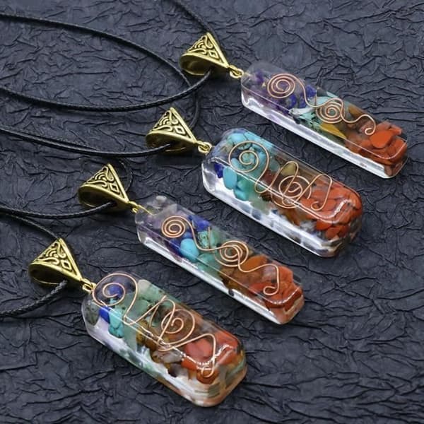 7 Chakra Energihänge Orgonit Halsband Regnbågskristallhänge Yoga Pendel Amulet Halsband Hartssmycken [A40F0E8]