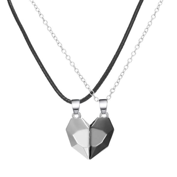 Enkelt halvhjärta matchande halsband presenthänge halsband för långväga par svart vit prerryia