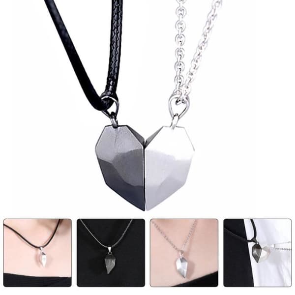 Långt halsband - Heart Lovers - Kopparhalsband - Hjärthänge - Par - Elegant