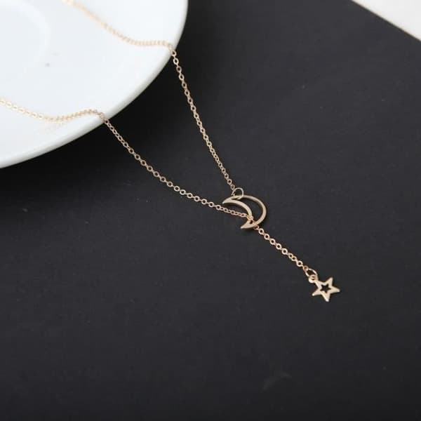 Halsband med choker - SGL - Måne stjärna hänge - Zinklegering - Guldpläterad - Kvinna