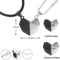 Miniatyrbild 4 av 4: Wishing Stone Couples Halsband, Svart Vit Minimalist Two Souls One Heart Couple Halsband, Split Heart Puzzle Love Pendant