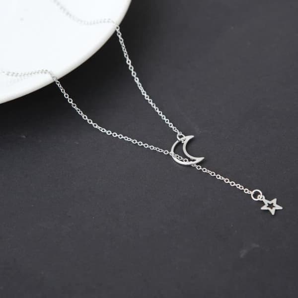 Halsband - SGL - Choker - Zinklegering - Moon Star Hänge - Guld