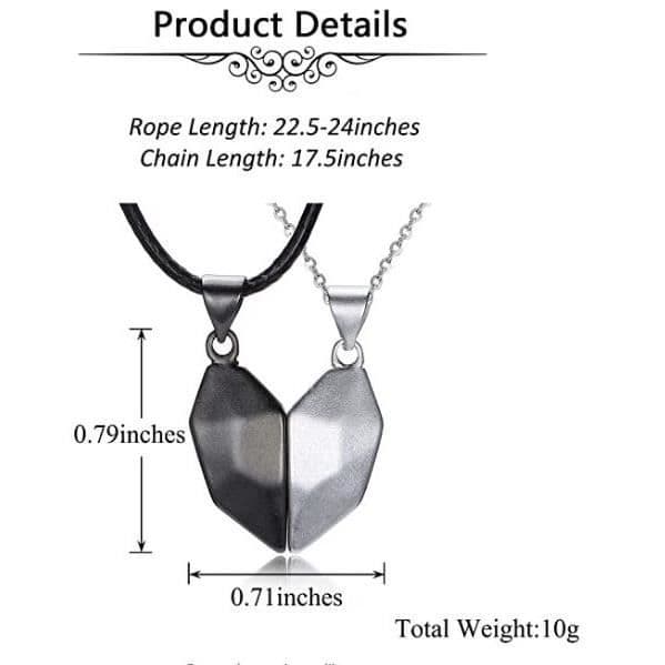 2st Kärlekspar Halsband Separerbart Hjärthänge Yin Yang Anpassad gravyr Magnetisk Ömsesidig Attraktion Vänskap Kärlek Cadea