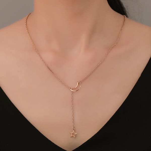 ZHEN New Stars and Moon Långt hänge Halsband Dam Guldkedja Halsband Femme Statement Krage Mode Smycken Tillbehör
