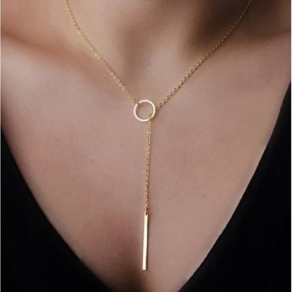 Halsband - H6 - SN23995 - Långt hänge - Guldfärg - Bohemisk stil