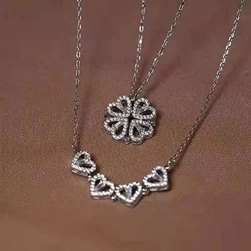 Collier - Icke specificerad - Fyrklöver - Titanstål med silverplätering - Kristall - Kvinna