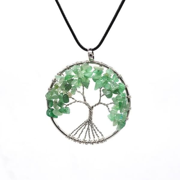 Naturstenshänge Quartz Tree of Life 7 Chakra Healing Crystal Halsband Reiki Smycken