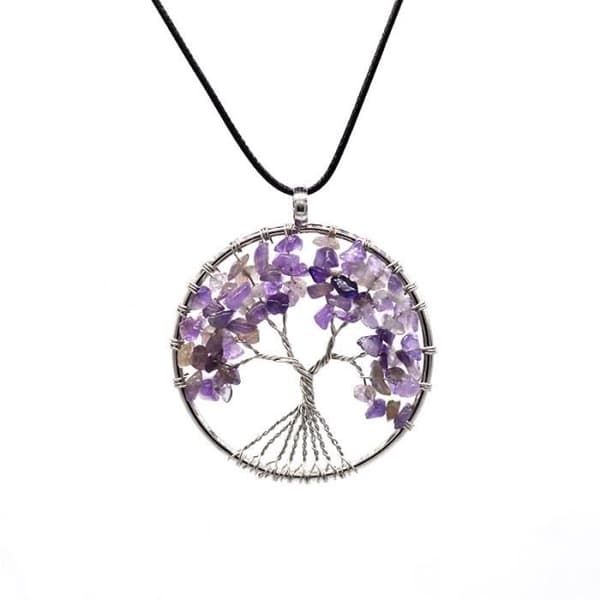Naturstenshänge Quartz Tree of Life 7 Chakra Healing Crystal Halsband Reiki Smycken